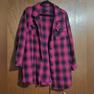 Torrid Hot Pink & Black Plaid Shacket